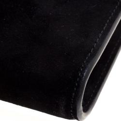 Pre Owned Gucci Black Suede Crystal Horsebit Broadway Clutch