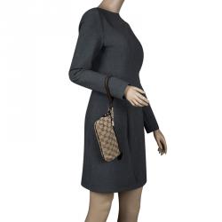 مملوكة مسبقًا Gucci Beige/Brown GG Canvas Charm Wristlet Pouch