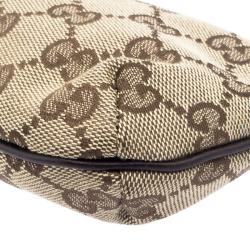 مملوكة مسبقًا Gucci Beige/Brown GG Canvas Charm Wristlet Pouch