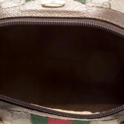 Pre Owned Gucci Beige/Brown Vintage GG Supreme Canvas Web Boston Bag