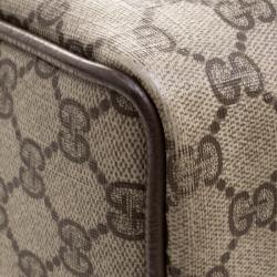 Pre Owned Gucci Beige/Brown Vintage GG Supreme Canvas Web Boston Bag