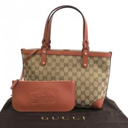 Pre Owned Gucci Brown/Beige GG Canvas Small Craft Original Tote