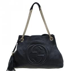مملوكة مسبقًا Gucci Black Pebbled Leather Medium Soho Tote