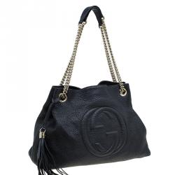 مملوكة مسبقًا Gucci Black Pebbled Leather Medium Soho Tote