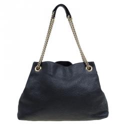 مملوكة مسبقًا Gucci Black Pebbled Leather Medium Soho Tote