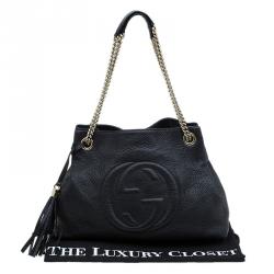 مملوكة مسبقًا Gucci Black Pebbled Leather Medium Soho Tote