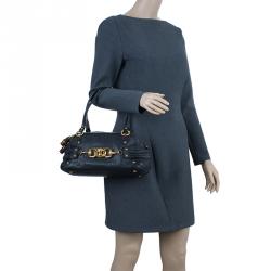 Pre Owned Gucci Black Leather Guccissima Wave Boston Bag