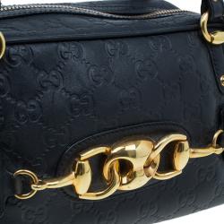Pre Owned Gucci Black Leather Guccissima Wave Boston Bag