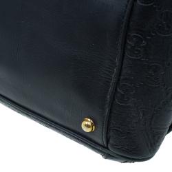 Pre Owned Gucci Black Leather Guccissima Wave Boston Bag