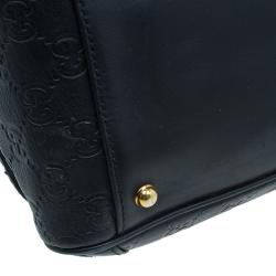 Pre Owned Gucci Black Leather Guccissima Wave Boston Bag