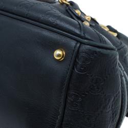 Pre Owned Gucci Black Leather Guccissima Wave Boston Bag