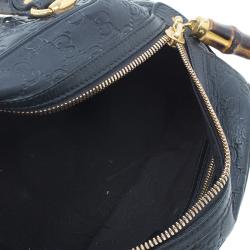 Pre Owned Gucci Black Leather Guccissima Wave Boston Bag