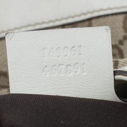 Pre Owned Gucci Beige Monogram Canvas Bamboo Handle Hobo Bag