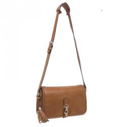 Pre Owned حقيبة غوتشي مراكش جلد بني متوسطة ماسنجر بقلاب.