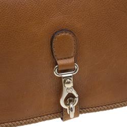 Pre Owned حقيبة غوتشي مراكش جلد بني متوسطة ماسنجر بقلاب.