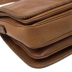 Pre Owned حقيبة غوتشي مراكش جلد بني متوسطة ماسنجر بقلاب.