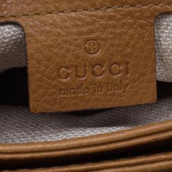 Pre Owned حقيبة غوتشي مراكش جلد بني متوسطة ماسنجر بقلاب.