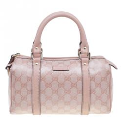 Large duffle bag with Web in pink GG Crystal canvas