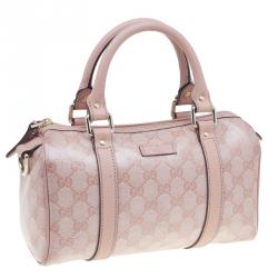 Pre Owned Gucci Pink Crystal Coated Canvas GG Small Joy Boston Bag