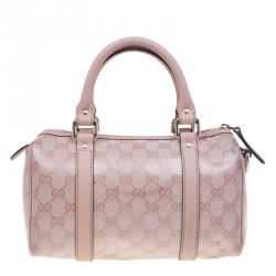 Pre Owned Gucci Pink Crystal Coated Canvas GG Small Joy Boston Bag