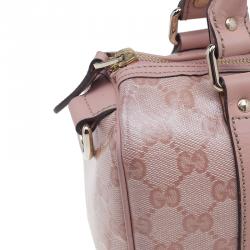 Pre Owned Gucci Pink Crystal Coated Canvas GG Small Joy Boston Bag
