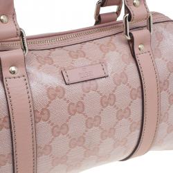 Pre Owned Gucci Pink Crystal Coated Canvas GG Small Joy Boston Bag