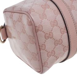 Pre Owned Gucci Pink Crystal Coated Canvas GG Small Joy Boston Bag
