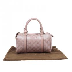 Pre Owned Gucci Pink Crystal Coated Canvas GG Small Joy Boston Bag