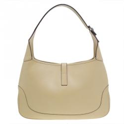 مملوكة مسبقًا Gucci Beige Leather Jackie O Hobo Bag