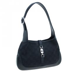 Pre Owned حقيبة غوتشي جاكي GG كانفاس أسود صغيرة