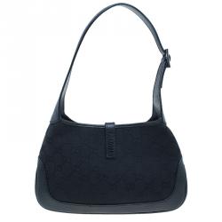 Pre Owned حقيبة غوتشي جاكي GG كانفاس أسود صغيرة