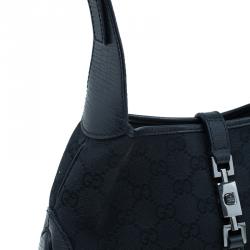 Pre Owned حقيبة غوتشي جاكي GG كانفاس أسود صغيرة