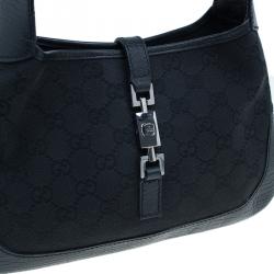 Pre Owned حقيبة غوتشي جاكي GG كانفاس أسود صغيرة