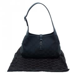 Pre Owned حقيبة غوتشي جاكي GG كانفاس أسود صغيرة