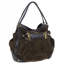 مملوكة مسبقًا Gucci Brown Suede Horsebit Jockey Tote