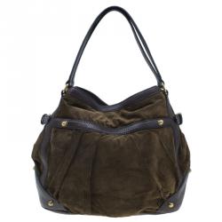 مملوكة مسبقًا Gucci Brown Suede Horsebit Jockey Tote