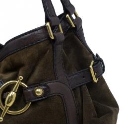 مملوكة مسبقًا Gucci Brown Suede Horsebit Jockey Tote