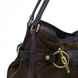 مملوكة مسبقًا Gucci Brown Suede Horsebit Jockey Tote