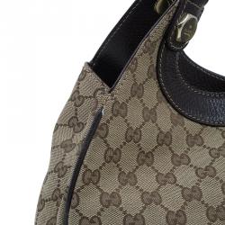 مملوكة مسبقًا حقيبة كتف غوتشي كرمي كانفاس مونوجرامي بني