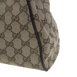 مملوكة مسبقًا حقيبة كتف غوتشي كرمي كانفاس مونوجرامي بني