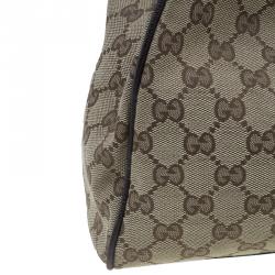 مملوكة مسبقًا حقيبة كتف غوتشي كرمي كانفاس مونوجرامي بني