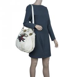 Pre Owned حقيبة غوتشي هيستريا جلد ثعبان أبيض إصدار تاتو هوبو