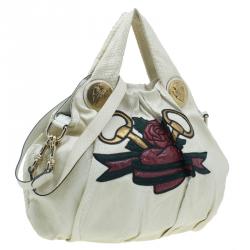 Pre Owned حقيبة غوتشي هيستريا جلد ثعبان أبيض إصدار  تاتو هوبو