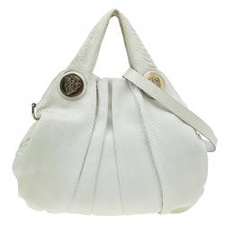 Pre Owned حقيبة غوتشي هيستريا جلد ثعبان أبيض إصدار تاتو هوبو