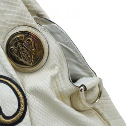 Pre Owned حقيبة غوتشي هيستريا جلد ثعبان أبيض إصدار تاتو هوبو