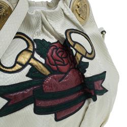 Pre Owned حقيبة غوتشي هيستريا جلد ثعبان أبيض إصدار تاتو هوبو