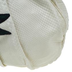 Pre Owned حقيبة غوتشي هيستريا جلد ثعبان أبيض إصدار تاتو هوبو