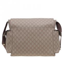 Pre Owned Gucci Beige Coated Canvas Diaper Messenger Bag