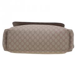 Pre Owned Gucci Beige Coated Canvas Diaper Messenger Bag