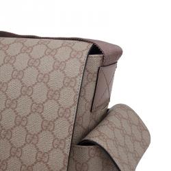 Pre Owned Gucci Beige Coated Canvas Diaper Messenger Bag